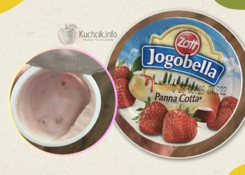 Jogobella jogurt truskawkowy o smaku panna cotta.